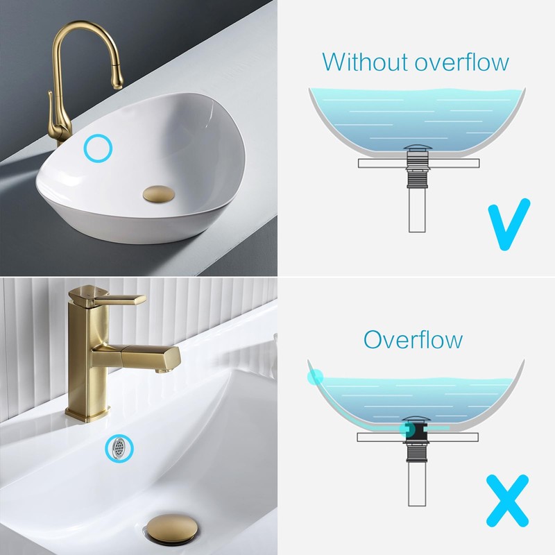 KAIYING Pop Up Drain, Bathroom Sink Drain Stopper, Vessel Sink