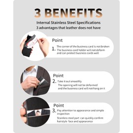 Business Card Holder, Metal Business Card Case Pocket, Card Holder for Women & Men, Professional PU Leather RFID Blocking Name Card Case with Magnetic Clasp (Litchi Black)