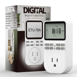 Plug in Digital Oulet Timer Switch 7 Day / 24 Hour Weekly Daily Programmable with Random Security Mode for Home Appliances and Indoor(125V,15A,1875W)