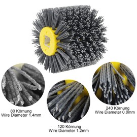 EXLECO Nylon Brush #120 Grit Wire Drawing Wheel Brush Polishing Brush for Satin Machine Black Abrasive Brush Bristle Brush Grit Brush