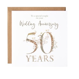 Maise & Rose 50th Wedding Anniversary Card | Milestone Wedding Anniversary Card Celebrating 50 Year Marriage | Congratulations Fiftieth Wedding Anniversary | P37
