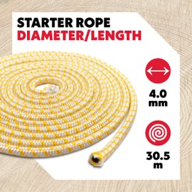 Oregon 522854 Starter Rope 4 mm x 30.5 m (100 ft) Roll Length, for Chainsaws, Strimmers & Brush Cutters, Polyamide Core, Oil & Petrol Resistant (522853)