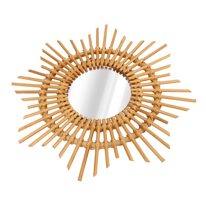 Wall Decor Rattan Mirror Star Shape Unique Simple Handwoven Mirror