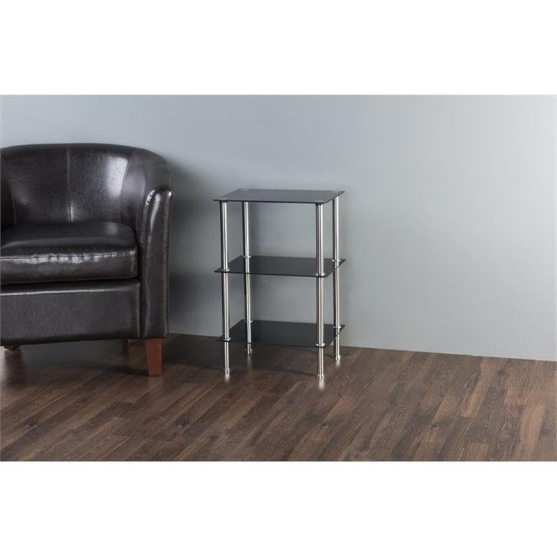 AVF Transitional Steel and Glass Small 3-Tier Shelving Unit in