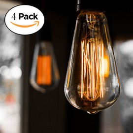 E26 Edison Bulbs, Bravelight Antique Vintage Light Bulbs, Incandescent Light Bulbs, ST64 40W 2700K Warm Dimmable, Squirrel Cage Filament Edison Light Bulb for Table Lamp Home Office Decorative 4 Pack