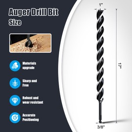 1" x 17" Auger Drill Bit for Wood, Hex Shank Tri Flute Ship Auger Long Drill Bit for Soft and Hard Wood,Tree Stump,Plastic,Drywall and Composite Materials