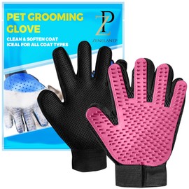 ZENELANEP Upgrade Pet Grooming Gloves, Grooming Gloves for Dogs, Cats, Rabbits & Horses with Long and Short Hair, Efficient Pets Hair Remover Mittens - 1 Pair (Pink)