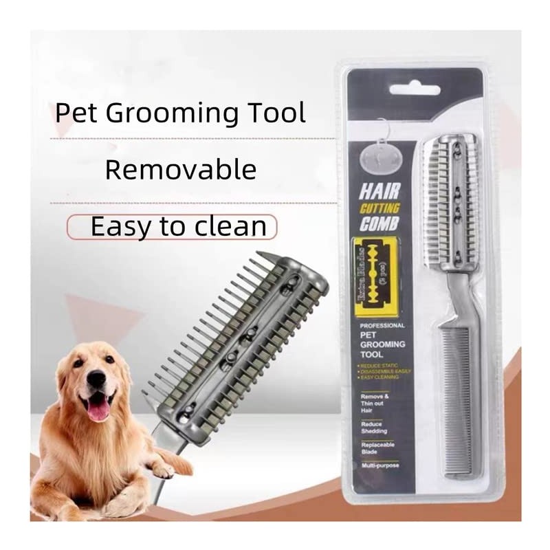 2Pcs Razor Comb for Dogs Cats with Extra Blades Double