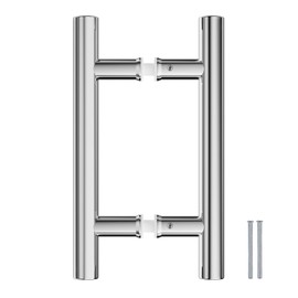 Ranbo Hardware 12" Back to Back 304 Stainless Steel Double Sided Push Pull Door Handle,H Shape Sliding Door Handle,Fit for Glass Door Wooden Door,Polished Chrome Finish