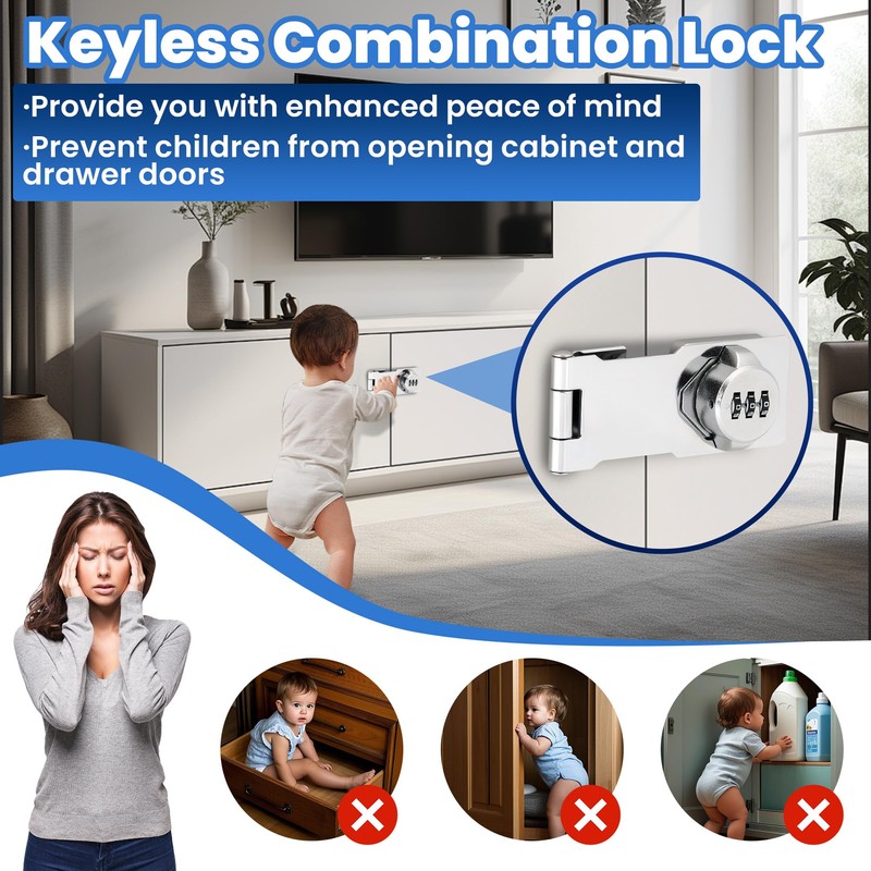 TOKCKYBL Keyless Cabinet Lock with Combination Code - 3-Digit Password