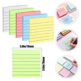 100 Sheets 10 Sticky Notes, 3.0 x 3.0 inches (76 x 76 mm), Sticky Notes, Ruled, Memo, Convenient, Stylish, Stationery, Colored