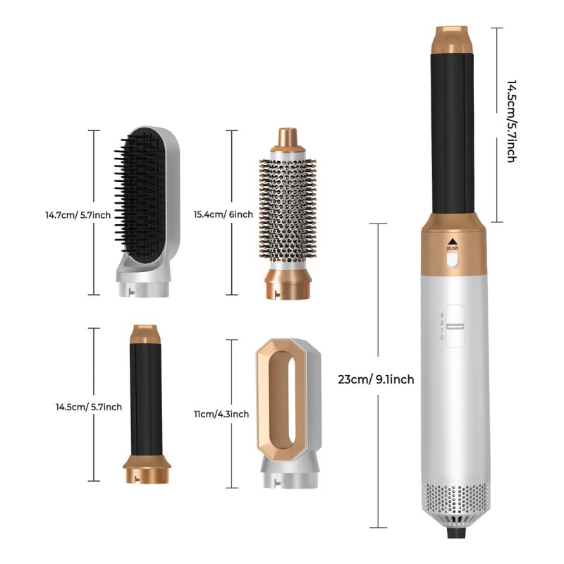 5 In1 Caliente Cepillo Secador Peine Kit Cepillo Desmontable