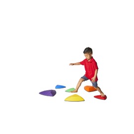 GONGE River Stones - The Original Kids Play Stepping Stones for Balance and Coordination, Non-Slip bottom, Stackable, for Indoor and Outdoor, Set of 6 - Vibrant