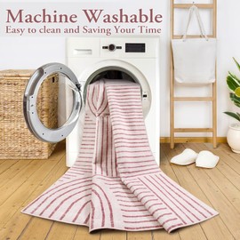 Lahome Abstract 6x9 Area Rugs, Soft Washable Rugs for Living Room Ultra-Thin Non Slip Dining Room Rug, Stain Resistant Pink Rug Easy Clean Throw Large Carpet for Bedroom Office (6'x9',Pink)