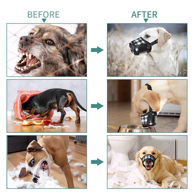 HEELE Dog Muzzle,Soft Nylon Muzzle Anti Biting Barking Chewing,Air Mesh