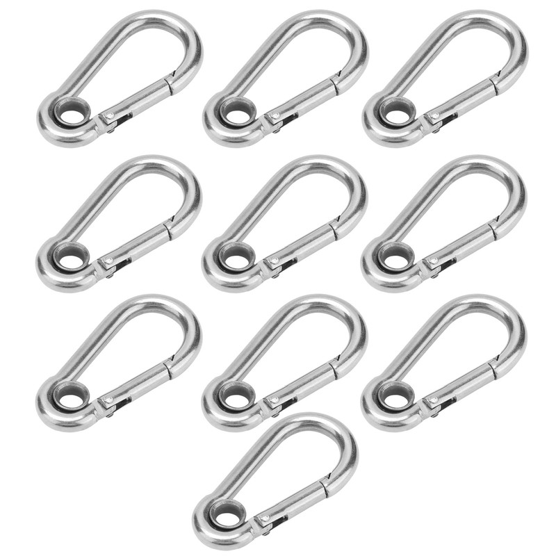 10Pcs Snap Hook Stainless Steel Safety Rope Spring Carabiner Hanging