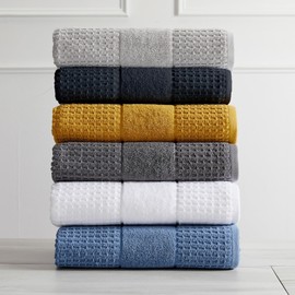 100% Cotton Super Soft Luxury Towel Set | Quick-Dry and Highly Absorbent | Waffle Textured | 550 GSM | 2 Bath Towels, 2 Hand Towels, & 2 Washcloths | Harper Collection (Rose)