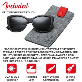 PolarSpex anteojos de sol de ojo de gato para mujer, modernas y polarizadas, de gran tamaño, para mujer, Negro mate | Humo Polarizado, Mediano