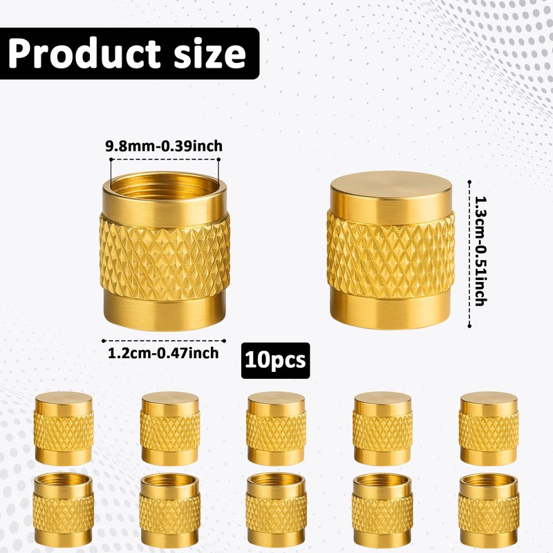 1/4" Flare Caps, 10 Pcs Brass Compression Cap Stop Valve
