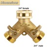Triumpeek Brass Garden Hose Splitter, 3/4 Inch 2-Way Y Brass
