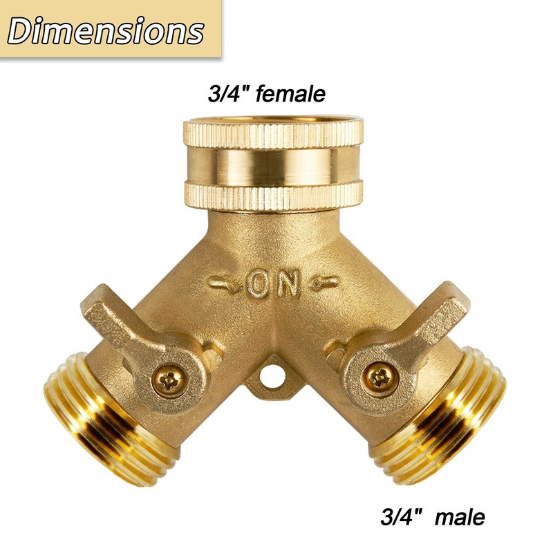 Triumpeek Brass Garden Hose Splitter, 3/4 Inch 2-Way Y Brass