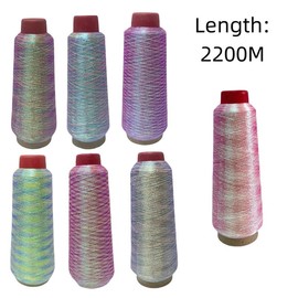 2200M Metallic Embroidery Thread Iridescent Glitter Polyester Sewing Thread for Sewing Machine,Cross Stitch,#02 MO29