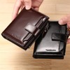 JIUFENG Men's Genuine Leather Wallet Bifold Zip Purse Card Organizer