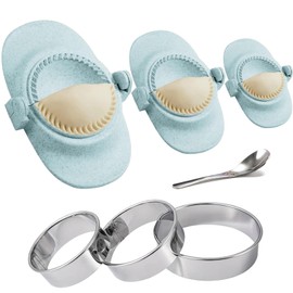Dumpling Maker, Empanada Maker Press Multiple Size Dumpling Mold Set with Dough Cutter & Stuffing Spoon, Dumpling Maker Kit for Pierogi Gyoza Ravioli Chinese Dumpling, Blue 3 Sizes (4.2"+3"+2.7")