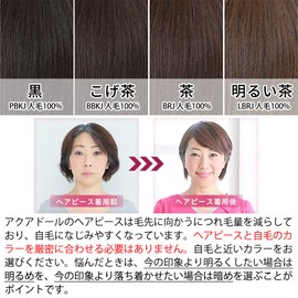 AQUADOLL ahp001BRJ Wig, Top, Hidden Gray Hair, Fully Hand Planted, 100% Human Hair, Hairpiece, Easy Change, Point Wig, One Size Fits Most, 100% Brown, 100% Human Hair