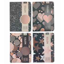 ALIMITOPIA 4 Pack Hardcover Notebook Journal,Ruled Pocket Small Notebook Hardback Book Notepad Diary Memo Steno Planner-A6 Size(5.7x4.1),96 Sheets,Ruled Pages (Geometry patterns)