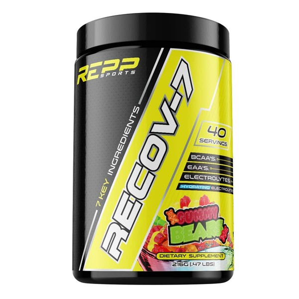 Repp Sports Recov-7 Full Spectrum EAAs and BCAAs | Advanced Recovery and Glycogen Replenishment for Intra-Workout (Tropical Rainbow, 40 Servings (216g))
