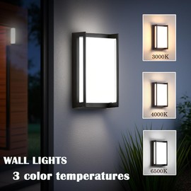 iYogaled Modern Outdoor Light Fixtures, IP65 Waterproof Front Porch Light fixtures, 3-Color Temperature Wall Sconce, 18W Outdoor Wall Lights for House Front Door Garage Walkway Backyard Garden