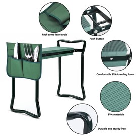 Garden Kneeler Seat Gardening Stool Garden Bench Foldable Portable Garden Knee Stools with Tool Bag Pouch Soft EVA Foam Kneeling Pad