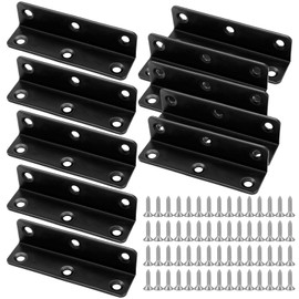 Pack of 10 L Angle Connectors, Stainless Steel, Metal Angle Corner Bracket, Wide Corner Brace, 90 Degree Hole Angle, Wood Connector, Heavy Duty Wood Connector, Corner Bracket for Fixing, Repairing