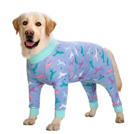 Dog Pajamas Jumpsuit for Medium Large Dogs,Lightweight Dog Pjs Clothes Apparel Onesies,Shirt for Large Size Dogs After Surgery, Full Belly (34, Purple)