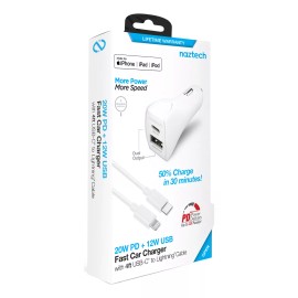 Naztech Cargador De Auto Usb C A Lightning 20w Pd/12w Usb Naztech