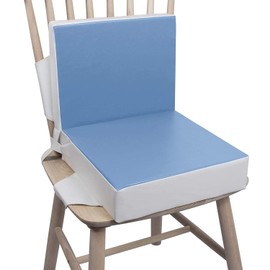 Kalawen 2-Piece Set Waterproof Booster Seat for Dining Chair, PU Washable 2 Straps Safety Buckle Toddler Booster Seat for Dining Table,Blue