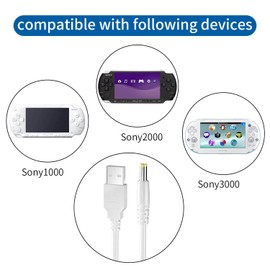 RGEEK PSP Charger Cable, PSP Portable Charger Cord Charger PSP Compatible with PSP1000 2000 3000 Series, White (4FT)