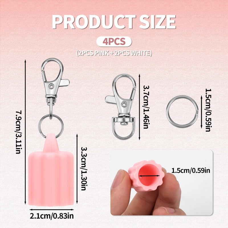 BOXOB Pack of 4 Key Ring Lip Gloss, Vertical Grain