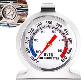Jidyllic Stainless Steel Dial Oven Thermometer,Kitchen Thermometers Large Dial Oven Grill Monitoring Cooking Thermometer with Dual-Scale 50-300°C/100-600°F for Home Kitchen BBQ Baking
