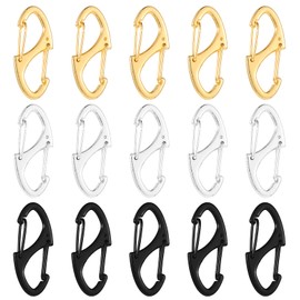 Xinjoduz 15 PCS Mini Metal S Carabiner Clips, 1.6 In Small Dual Wire Gate Spring Snap Hook Carabiner Clip Interlocking Keychain Clip Tiny Clip Attachment for Women Men Camping Fishing Hiking (3 Color)