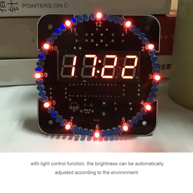 DIY Light Control Rotation LED Electronic Temperature Clock Kit Suite