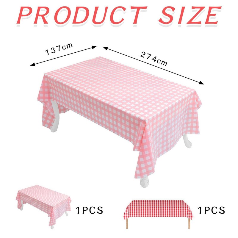 CVFRTT 2 Pieces Plaid Tablecloths, Table Decorations, Waterproof Plastic Tablecloths,