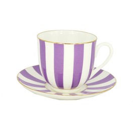 Lomonosov Porcelain Bone China Tea/Coffee Cup and Saucer Violet Yes and No 6 oz/180 ml
