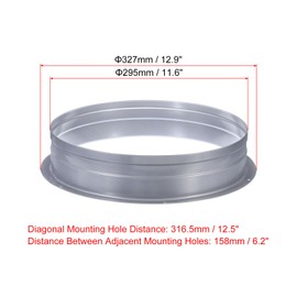 PATIKIL 12 Inch Duct Connector Flange, Metal Straight Pipe Exhaust Hose Flange for Heating Cooling Ventilation HVAC System