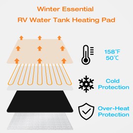 H&G lifestyles RV Holding Tank Heater Pad Use with Up to 50 Gallons Fresh Water 120V 12" x 18" Holding Tank Heating Pad with Constant Temperature Heating Plate (Pack of 2)