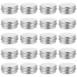 LXUEJIE 20 Pcs 0.5 oz Aluminum Tin Jar with Screw Lid, 15 ml Refillable Round Containers Silver Travel Lip Balm Tins for Cosmetic Lip Balm Cream