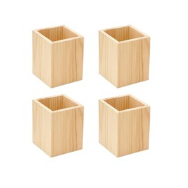 Cregugua 6 Pack Wood Pen hlolder Unfinished Wooden Pencil Holder for Homemade DIY Crafts (3"x3"x4")