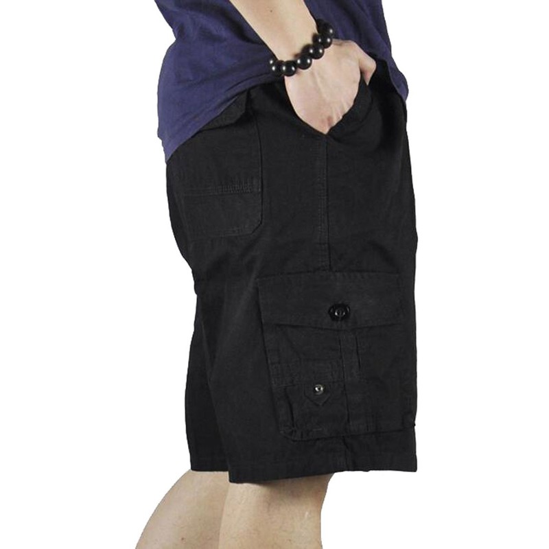 Putaowor Mens Cotton Loose Fit Full Elastic Waist Twill Cargo