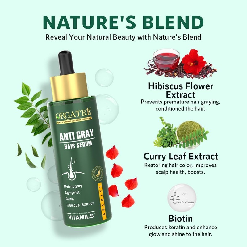 Generic Generic Anti-Gray Hair Serum With Arcolys, Melanogray, Black Seed